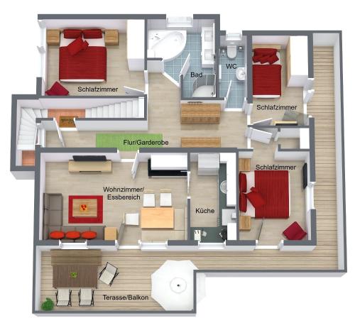 a floor plan of a small house at Haus Alpenheim Apartment 3 in Tux