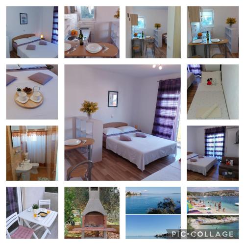 a collage of photos of a hotel room at Studio apartman I&R in Ciovo