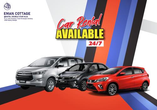 two cars parked next to each other with the words car rental available at Hotel EC Double Star KLIA 1-KLIA 2 in Sepang