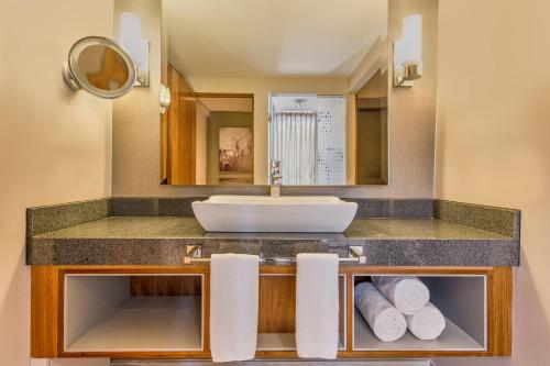 a bathroom with a sink and a mirror at Fiesta Americana Viaducto Aeropuerto in Mexico City