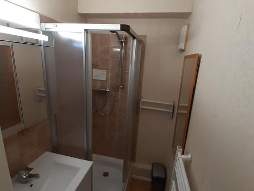 a bathroom with a shower and a sink at Studio Valloire, 1 pièce, 4 personnes - FR-1-263-66 in Valloire