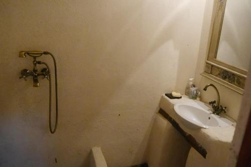 a bathroom with a sink and a shower at Wonderful 4 Bedroom Villa & separate guest house Villa Thalia in Zagora