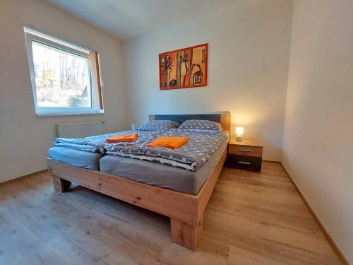 Postel nebo postele na pokoji v ubytování Moderní apartmán Horní Maršov - by Alka