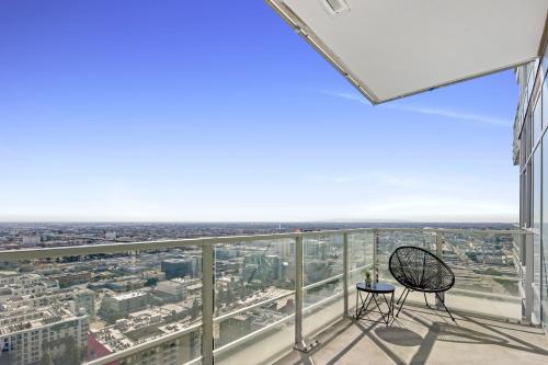 a view from the top of a building with a chair at Level Los Angeles - Downtown Flower in Los Angeles