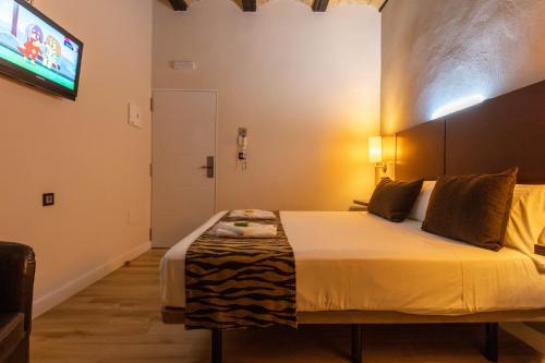 a bedroom with a large bed and a tv at Hotel Copacabana Tarifa Beach in Tarifa