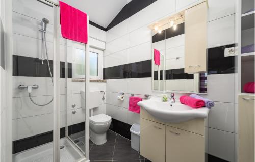 y baño con lavabo, aseo y ducha. en 6 Bedroom Gorgeous Home In Pazin, en Pazin