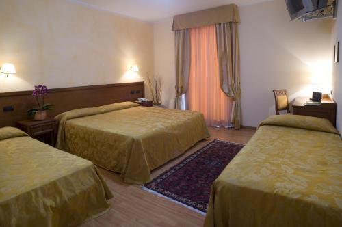 ein Hotelzimmer mit 2 Betten in einem Zimmer in der Unterkunft Hotel Scaligero in Sommacampagna