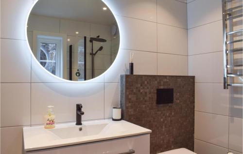 ein Bad mit einem Waschbecken und einem Spiegel in der Unterkunft Lovely Home In Tvedestrand With Wifi in Tvedestrand