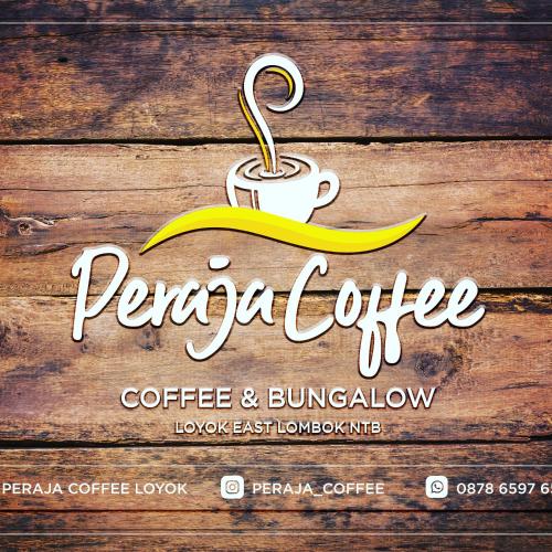 a coffee shop logo with a cup and a banana peel at Peraja Bungalows Loyok in Sangyang