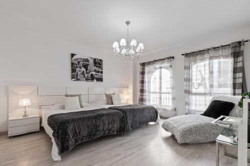 Postel nebo postele na pokoji v ubytování Amplio y luminoso apartamento en 1 línea playa