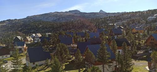 an aerial view of a village with houses and trees at studio Loubat pyrénée, ménage inclus in Arette