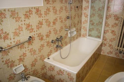 a bathroom with a shower and a tub and a toilet at Hotel Centrale in Este