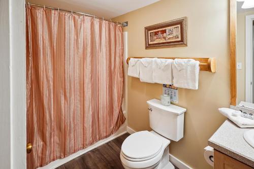 a bathroom with a toilet and a shower at Pinnacle E07 in Killington
