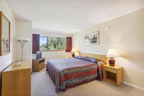 a hotel room with a bed and a television at Pinnacle E22 in Killington