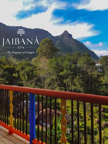 a view of the mountains from the balcony of a resort at Jaibaná Spa in Támesis