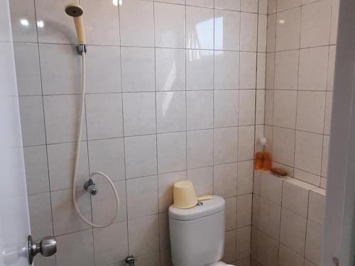 uma casa de banho com um WC e um chuveiro em Bintaro Parkview A1228 em Jakarta