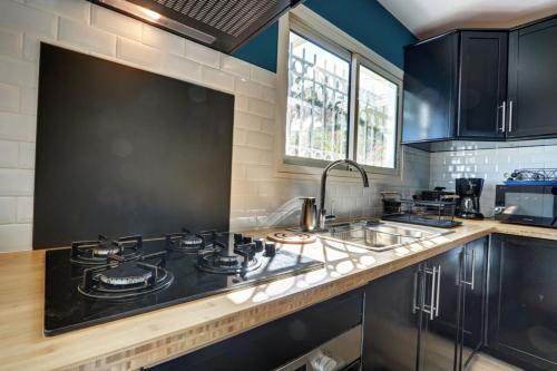 Dapur atau dapur kecil di Fleur de Palmier - appt T4 la Saline les Bains