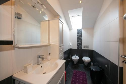 bagno con lavandino e servizi igienici di Apartment Vanja a Opatija