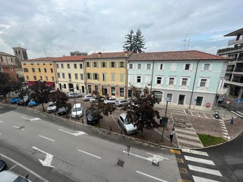 an aerial view of a city street with buildings at Hotel Friuli in Cervignano del Friuli