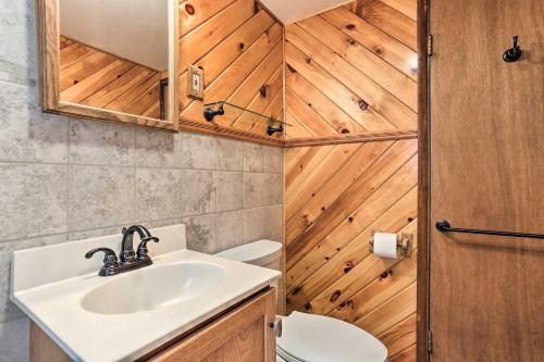 een badkamer met een wastafel en een toilet bij Shohola Waterfront Cabin with Deck, Grill and Fire Pit in Shohola