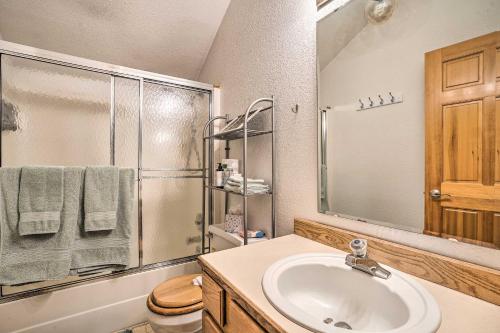 a bathroom with a sink and a shower at Wenatchee Retreat with Deck Less Than 4 Mi to Skiing! in Wenatchee