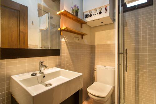 a small bathroom with a sink and a toilet at Apartamento Puerta Elvira Centro in Granada