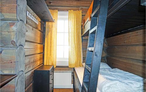 a bedroom with a bunk bed and a window at Awesome Home In Sjusjen With 3 Bedrooms, Internet And Jacuzzi in Sjusjøen