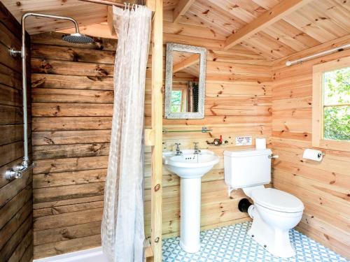 a bathroom with a toilet and a sink in a log cabin at Daisy - Ukc5927 in Highclere