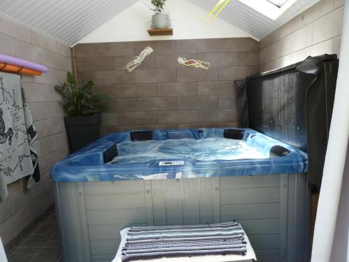 a jacuzzi tub in the corner of a room at Domaine de La Louise in Saint-Joseph