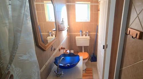 a bathroom with a toilet and a sink and a mirror at Cozy 1 Bedroom Cottage in Johannesburg