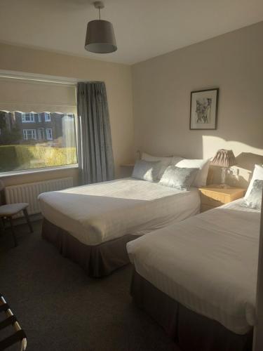 Habitación de hotel con 2 camas y ventana en Blackrock Carole Ville Guesthouse, en Cork