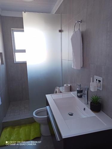 un bagno con un lavandino bianco e un water di Palm Tree a Città del Capo