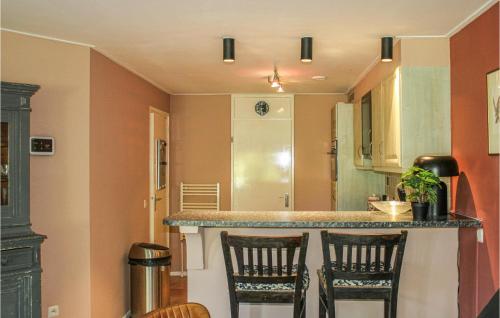 - une cuisine avec 2 chaises et un comptoir dans l'établissement Cozy Home In Herkingen With Wifi, à Herkingen