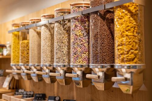 a display of different types of nuts and grains at Hapimag Ferienwohnungen Zell am See in Zell am See