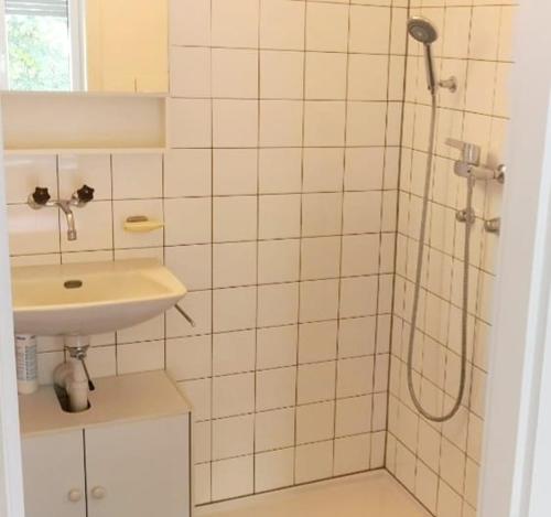 a bathroom with a shower and a sink at Apartment Zentrum Bern Marzili in Bern