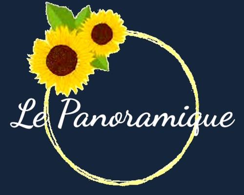 a circle with two yellow sunflowers and the words lac panominate at Le Panoramique in Auvers-sur-Oise
