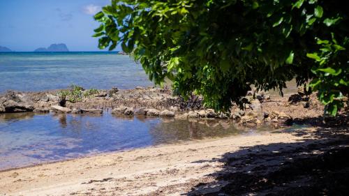a group of rocks on the shore of a beach at The Dream Beach Resort in Taytay