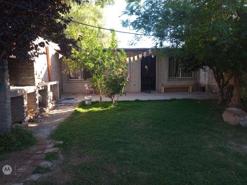 Casa llena de vida con hermosos árboles frutales
