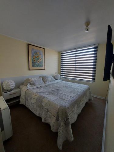 a bedroom with a large bed with a window at DEPARTAMENTOS 3 DORMITORIOS. HASTA 5 PERSONAS. in Santiago