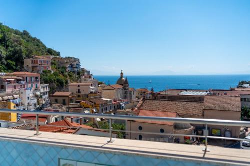 a view of a city from the roof of a building at Casa Azzurra in Cetara
