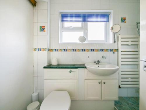 Stoke Fleming的住宿－The Nook，一间带水槽和卫生间的浴室以及窗户。