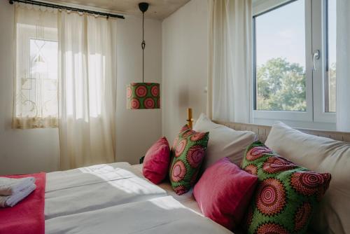מיטה או מיטות בחדר ב-Urlaub am Kinispa