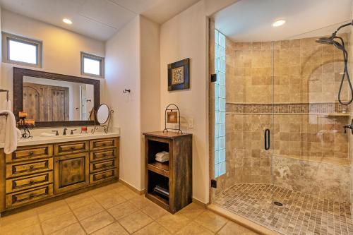 a bathroom with a shower and a sink at Bella Sirena 201-C in Puerto Peñasco