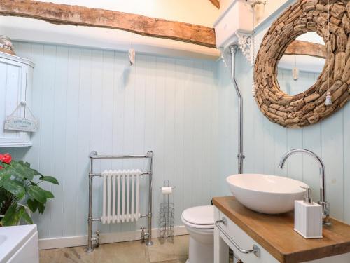a bathroom with a sink and a toilet at Hargate Farm Barn in Norwich