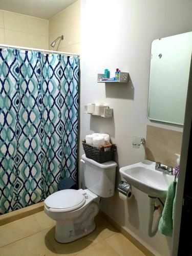 a bathroom with a toilet and a sink at Depa/Loft Puebla SLP a 15 min del centro histórico in San Luis Potosí