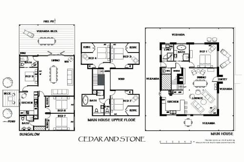 a black and white floor plan of a house at Cedar and Stone - Daylesford Region in Glenlyon