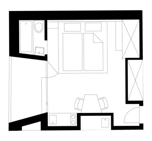 a black and white floor plan of a house at Casa Las Caglias in Flims