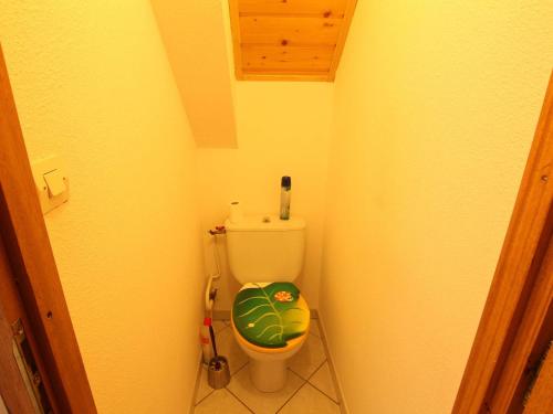 a small bathroom with a toilet with a green seat at Appartement 3 pièces, proche Serre Chevalier, calme, 5 couchages, garage, sans ascenseur - FR-1-330F-151 in Serre Chevalier