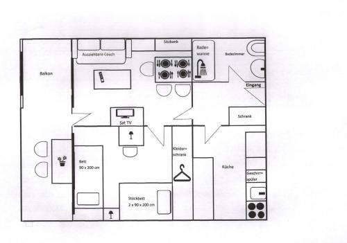 a floor plan of a room with at MONA Haus KMB Seeblick Appartement am Ossiacher See mit direktem Seezugang, Hallenbad in Bodensdorf