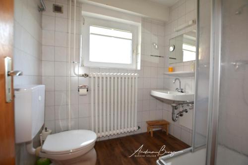 博爾庫姆的住宿－Haus-Koenigsduene-I-1，一间带卫生间和水槽的浴室
